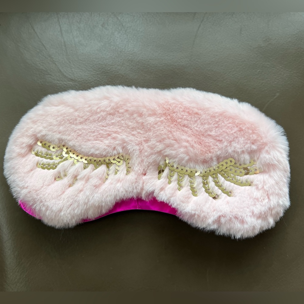 Icing Pink Sleep Mask with Gold Sequin Eyelashes - Picture 8 of 11